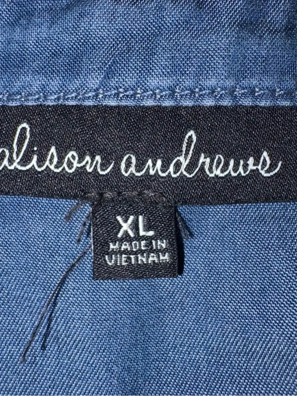 Alison Andrews Indigo Chambray Lyocell Tunic XL Half Button Flowy Top - Picture 7 of 8